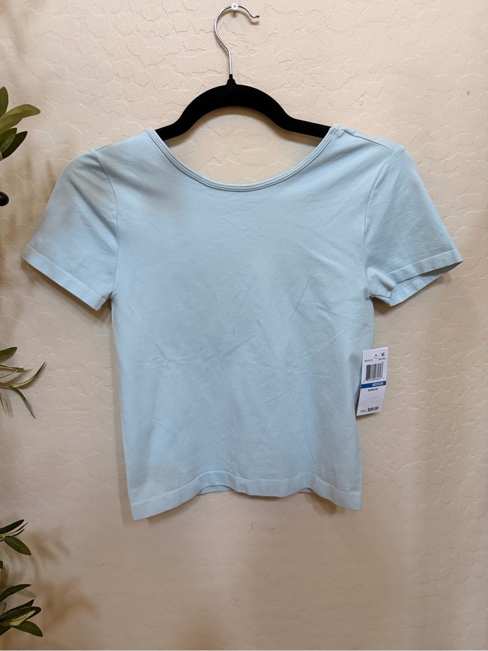Women’s Light Blue Short Sleeve Scoop back Top
